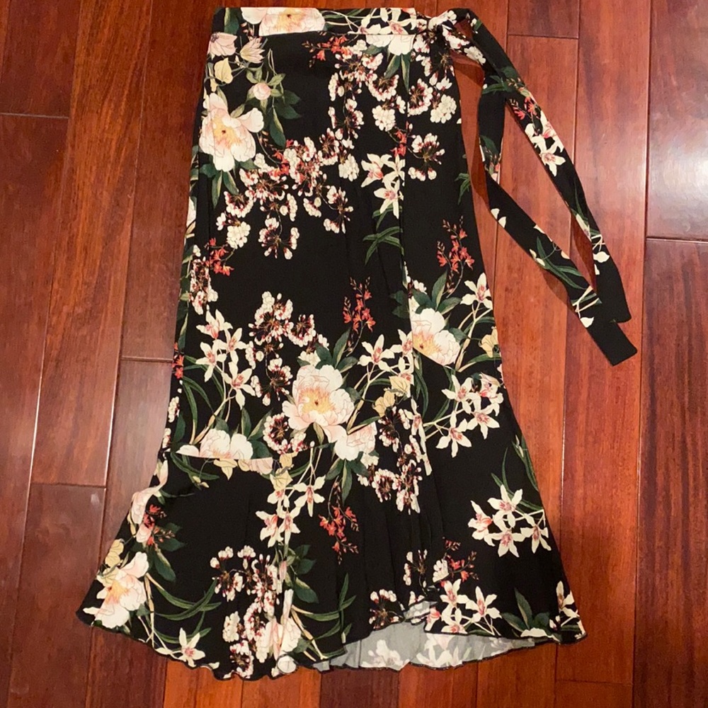 Zara Floral Wrap Midi/Maxi Skirt